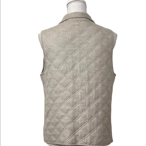 Eileen Fisher Medium Light Gray Button Front Merino Wool Quilted Vest Pockets - Picture 2 of 10